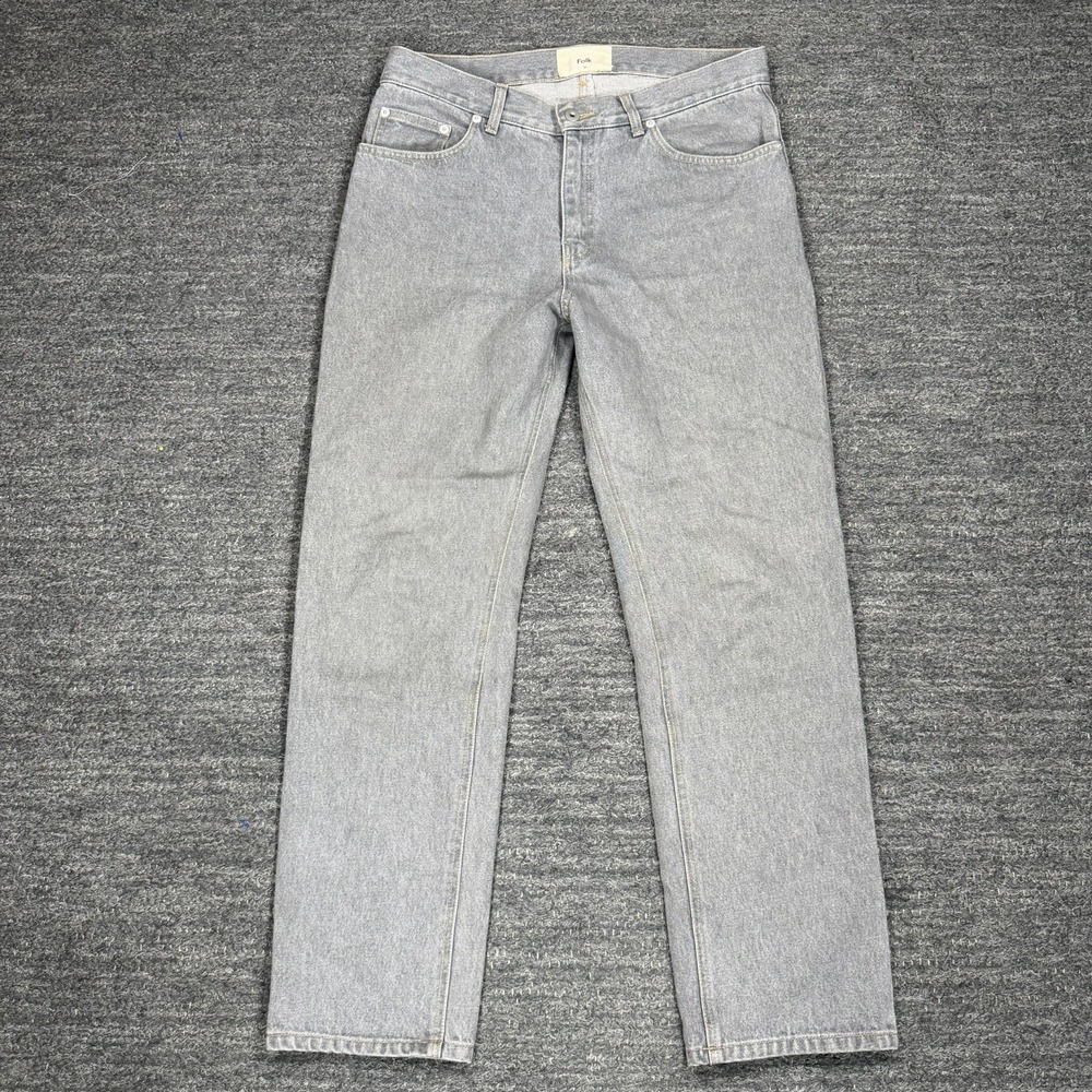 Folk Jeans Men 30X28 Light Gray Denim 100% Cotton Straight Leg Portugal Pants